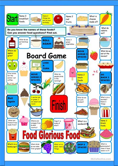 Food Boardgame English Esl Worksheets For Distance Learning And Physical Classrooms Board