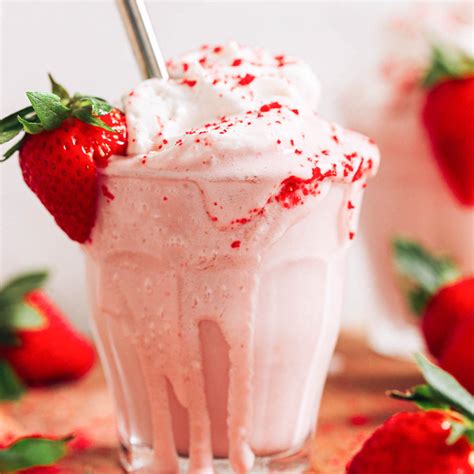Creamy Vegan Strawberry Milkshake 4 Ingredients Minimalist Baker