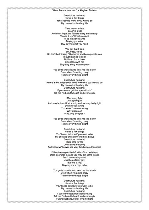 Meghan Trainor Dear Future Husband Lyrics Terjemahan