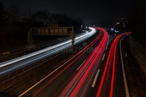 Light Tracks Of Cars On A Motorway Germany Stock Photo Image Of