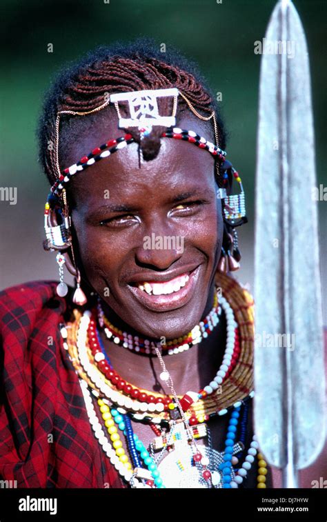 Portrait Of A Maasai Warrior Moran With Traditional Beadwork And