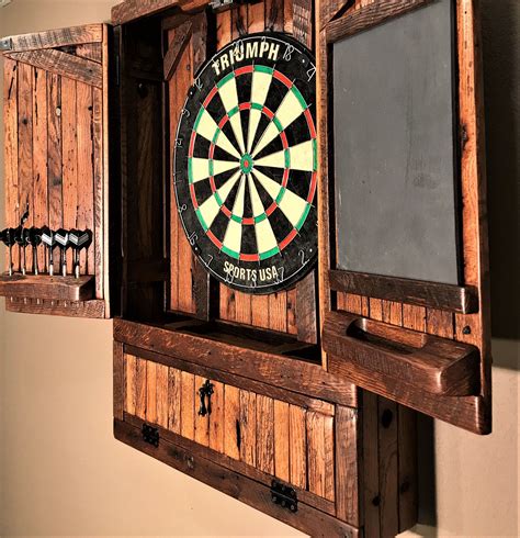 Dartboard Cabinet With Compartment Barn Wood Made To Order Etsy