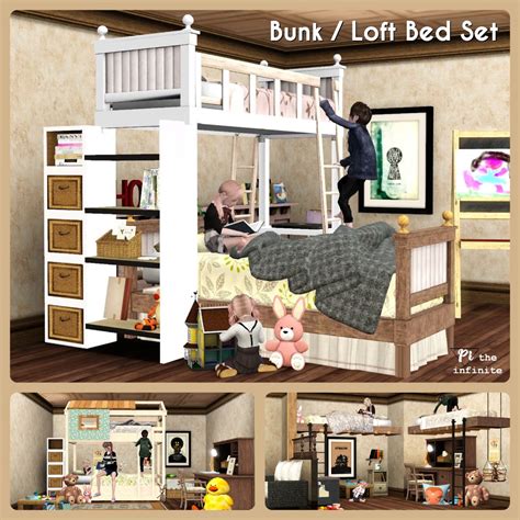上下舖組合床 Pi The Infinite In 2020 Sims 4 Bedroom Sims Baby Sims 4 Beds