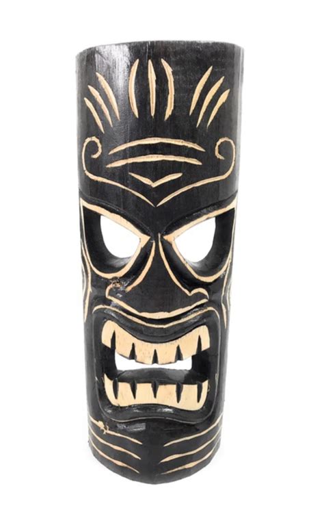 12 Strength Tiki Mask Hand Carved Wood Antique Finish Style Hawaii