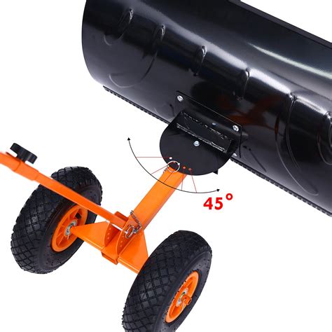 Ohuhu Adjustable Wheeled Snow Shovel Pusher Rolling Snow Plow Shovels