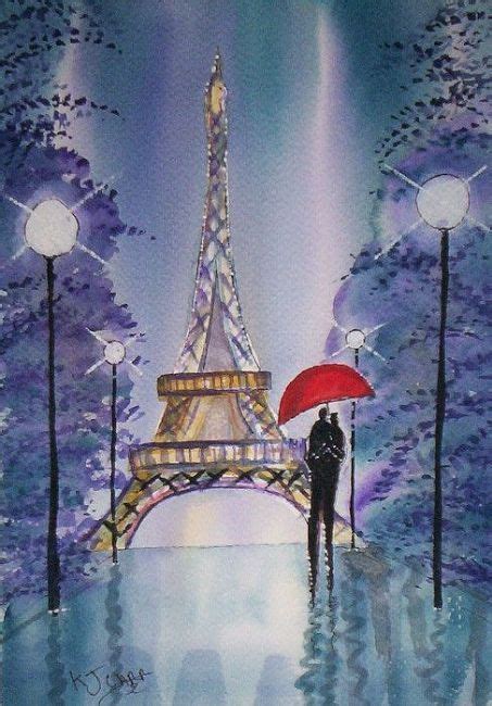 Rainy Dayromantic Paris Eiffel Tower Painting Tour Eiffel Paris