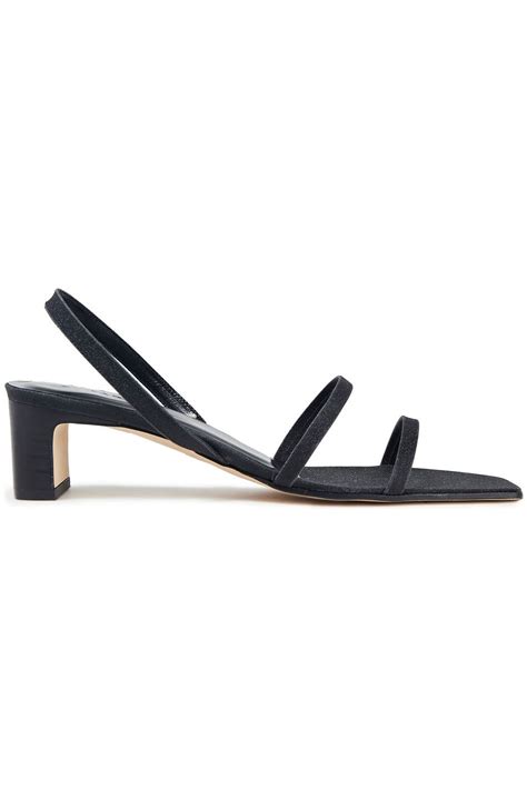 Black Renata Glittered Leather Slingback Sandals By Far The Outnet