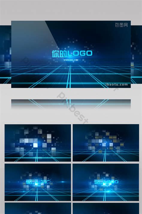 Original Blue Technology Holographic Logo Display Ae Template Video