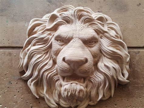 Lion Head Pediment Applique Carved Wood Face Wood Carving Wall Art