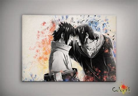 Naruto Shippuuden Uchiha Itachi Sasuke Watercolor Print Art Print Wall