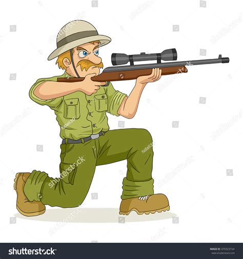 Cartoon Illustration Hunter Aiming Rifle 库存矢量图（免版税）379323154 Shutterstock