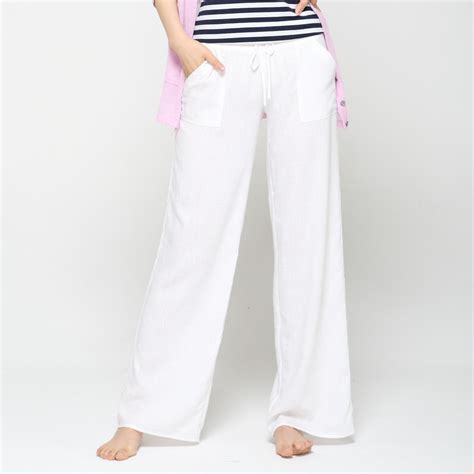 Wide Leg Pants Women White Cotton Linen Pants Plus Size Long Casual Drawstring Harem Trousers