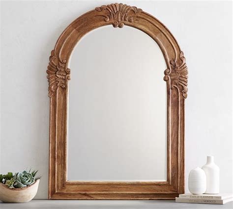 Mendosa Handcrafted Arch Wood Wall Mirror Wood Mirror Round Wood