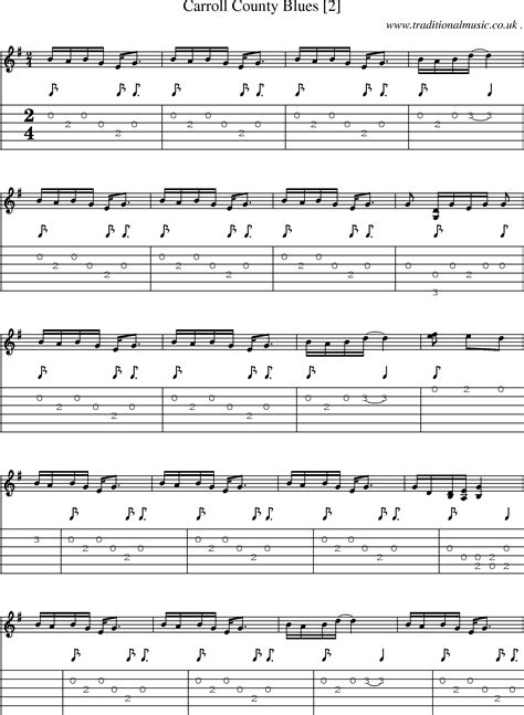 American Old Time Music Scores And Tabs For Guitar Carroll County