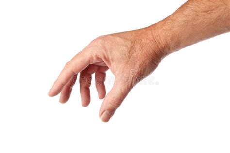 Male Hand Reaching To Pick Up Something Isolated Stock Photo Image