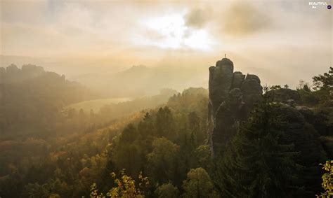 Saxon Switzerland National Park Bastei Rock Formation Fog Rocks