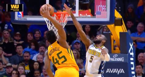 Donovan mitchell is your 2018 verizon slam dunk champion! Donovan Mitchell throws down a ridiculous dunk on the Nuggets