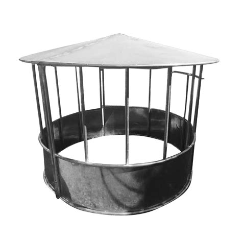 F Round Hay Feeder With Roof Metal Station