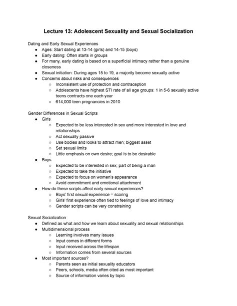 Developmental Psychology Lecture 13 Adolescent Sexuality And Sexual Socialization Lecture 13