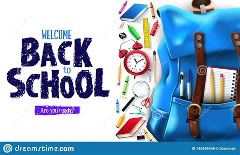 Welcome Back To School Horizontal Banner Doodle On Checkered Paper