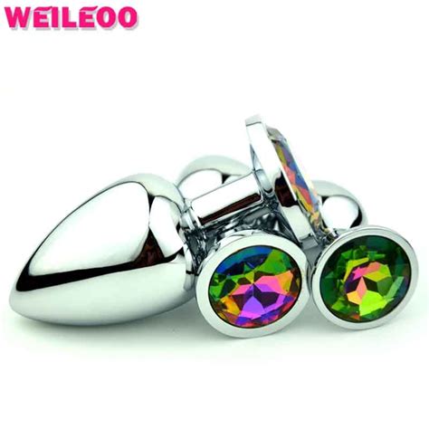 Colour Jewel High Quality Metal Prostate Massage Butt Plug Anal Plug Adult Sex Toy For Man Gay