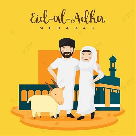 Download eid ul adha stock vectors. Muslim Young Couple Hajj Celebration Eid Al Adha Greeting ...