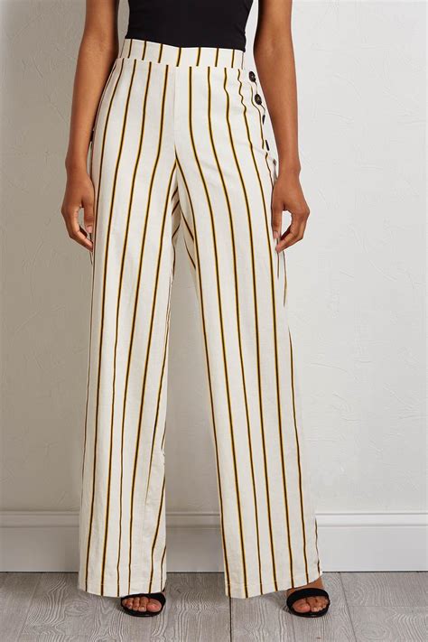 Versona Gold Stripe Linen Pants