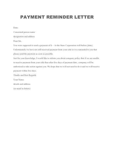 Payment Reminder Letter Template Free Printable Templates