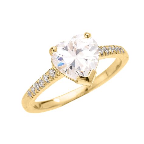 Yellow Gold Dainty Diamond Engagement Ring With 3 Carat Heart Shape