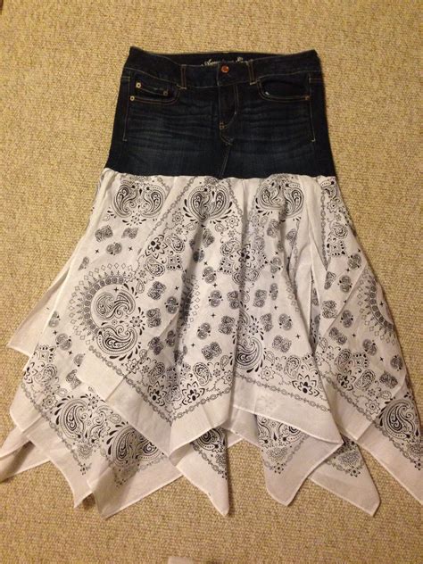 Diy Bandana Skirt From Jeans Upcycle Clothes Bandana Skirt Refashion Clothes