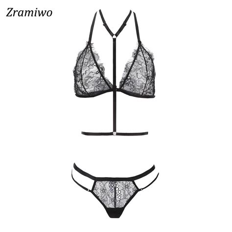 Zramiwo Women Lace Bra Set Harness Bra And Panty Sexy Lingerie Set