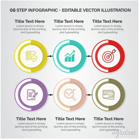 6 Steps Infographics Design Template Graph Pie Chart Workflow