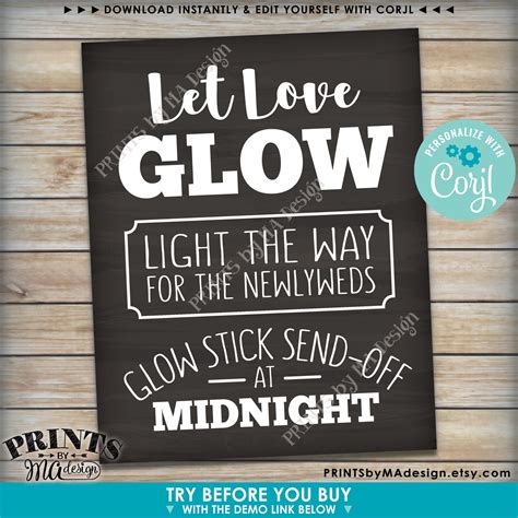 Glow Stick Send Off Let Love Glow Wedding Sign Light The Way Etsy