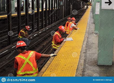 New York Subway Mta Worker On Train Tracks For Repair Renovation New York Subway Train Tracks