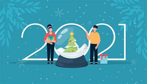 Holiday 2021 Logo Numbers Snow Globe Magic Celebration 2189144 Vector