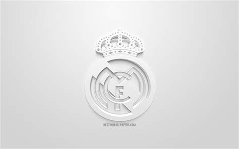 Download Wallpapers Real Madrid Creative 3d Logo White