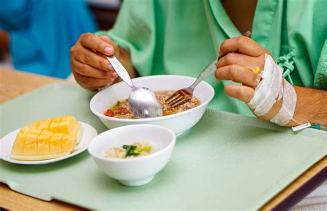 Asian Senior Old Lady Woman Patient Eating Breakfast Healthy Food In
