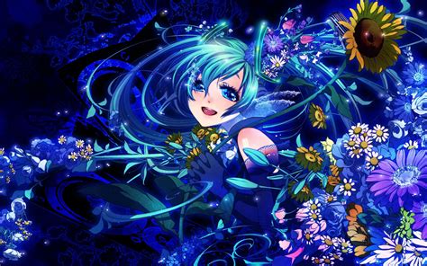 Hintergrundbilder Bunt Illustration Blumen Anime Mädchen Blaue
