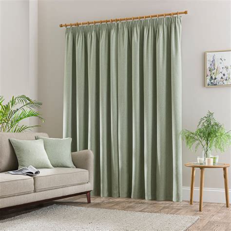 Luna Sage Blackout Pencil Pleat Curtains Sage Green Living Room Sage