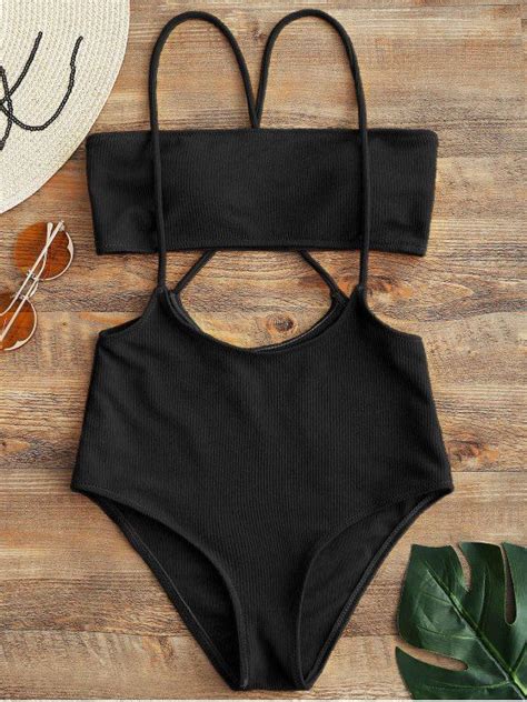 64 Off 2018 Bandeau Top And High Waisted Slip Bikini Bottoms In
