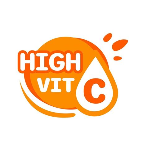 High Vitamin C Text Label Concept Illustration Flat Design Icon Vector