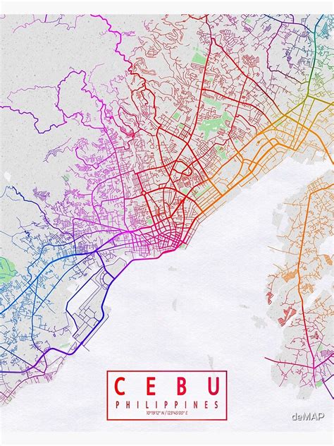 Cebu City Map Of The Philippines Colorful Poster For Sale By Demap