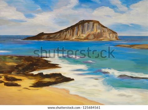 Painting Chinamans Hat Island Oahu Hawaii 库存插图 125684561 Shutterstock