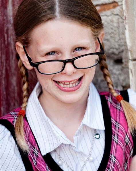 Little School Girl With Glasses Stock Image Image Of Little Youth