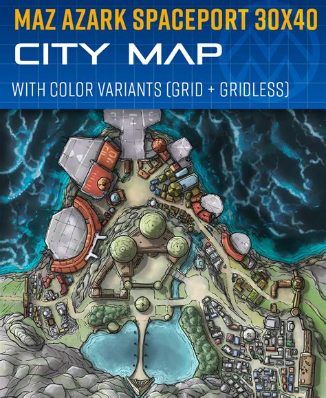 Maz Azark Spaceport Sci Fi City Map 30x40 Miskas Maps Miskas