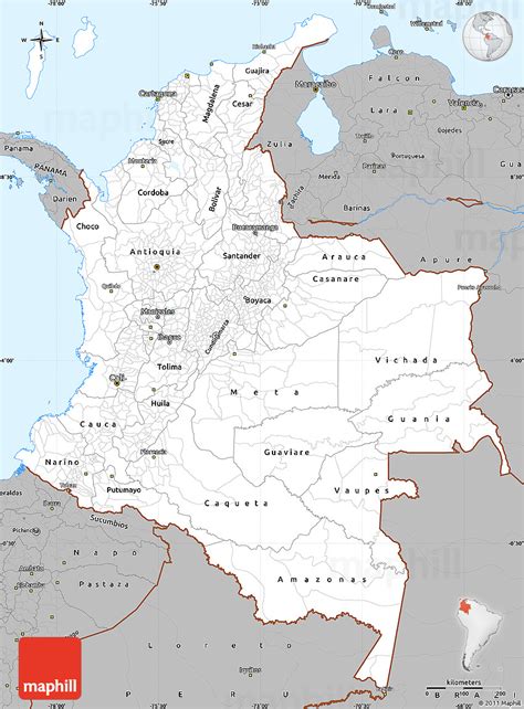 Gray Simple Map Of Colombia