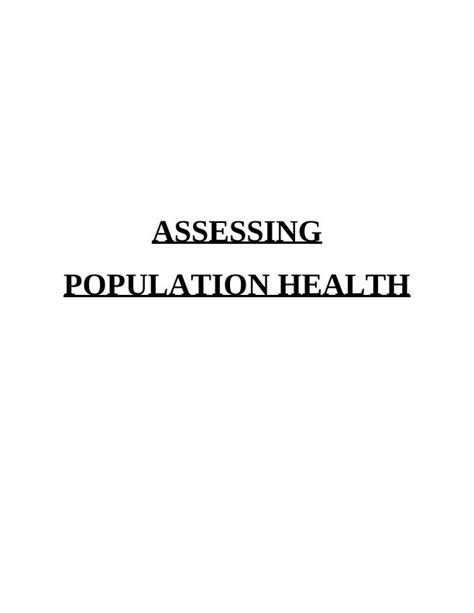 Assessing Population Health Community Health Needs Assessment And
