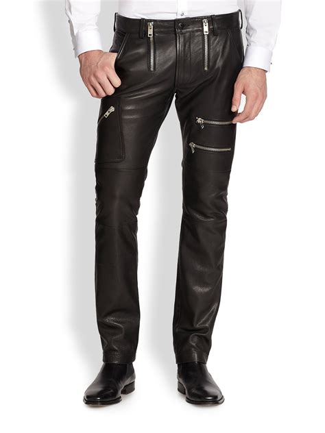 Diesel Zip Pocket Leather Pants In Black For Men Lyst