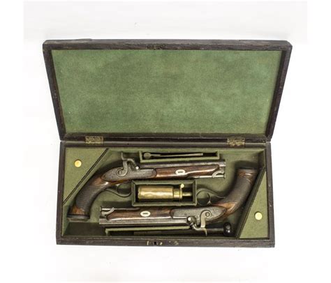 Pair Of Officers Percussion Pistols By William Ellis Of 61 James St