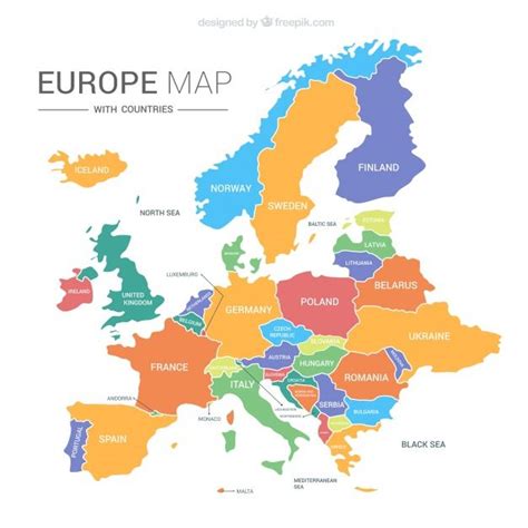 Premium Vector Europe Map With Countries Europe Map Printable
